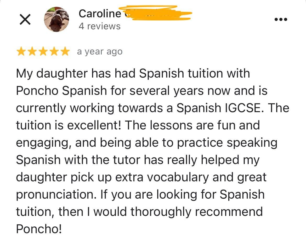 Parent review of Poncho Spanish online Spanish lessons (1)